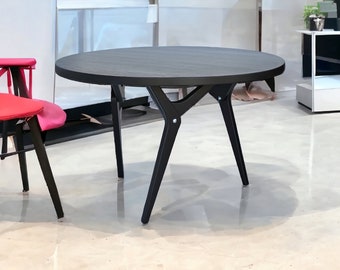 Transformer Tisch 2 in 1 runder Couchtisch aus Holz | großer Tisch | schwarzer Tisch | großer runder Tisch | runder Tisch aus schwarzem Holz | Massivholz