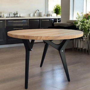 Round Transformer Table 2-in-1 – Coffee & Dining Table – Adjustable Height – Solid Wood – Custom Sizes 27.5” to 59” – Space-Saving, Handmade