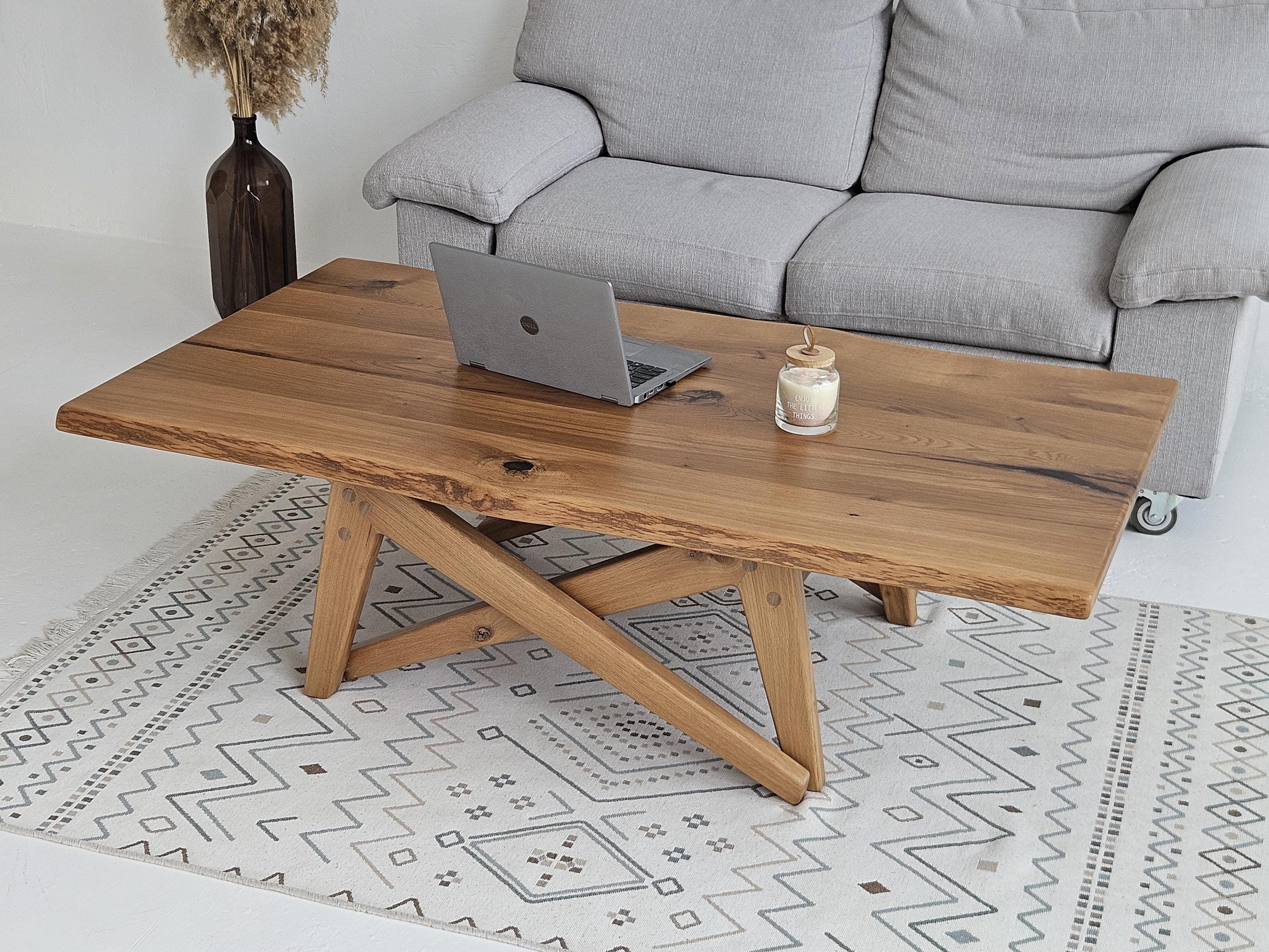 Live Edge Oak Transformer Table – Adjustable Height Coffee
