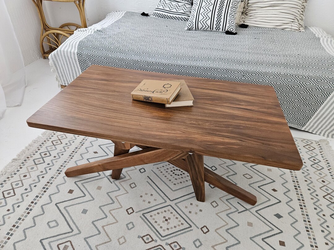 Walnut Wood Adjustable Height Table 2-in-1 – Convertible Dining and ...