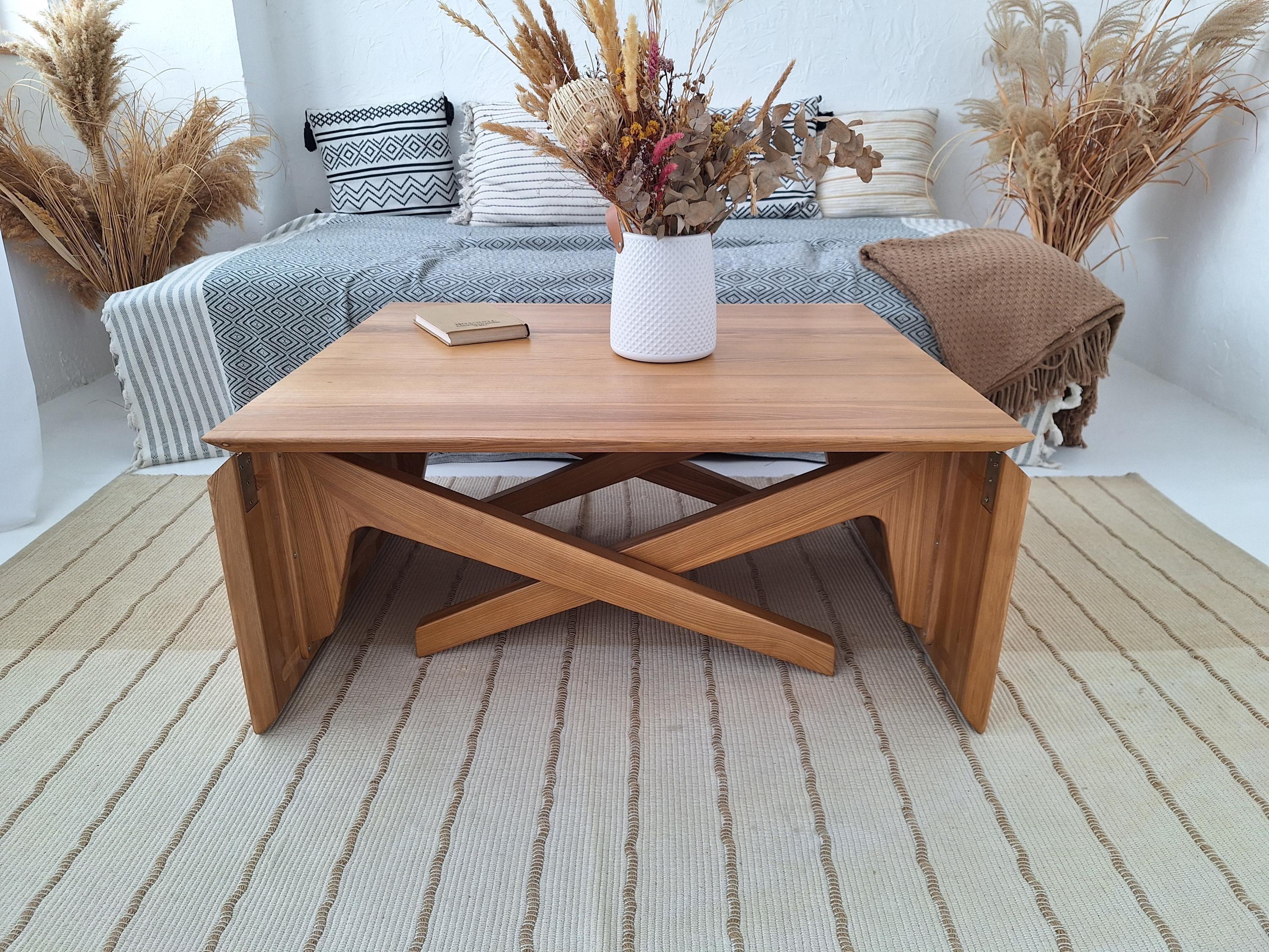 ふ*つ様 COMO 2WAY LOW TABLE Convertible Coffee to Dining Table | Adjustable Height Solid Wood
