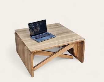 Tavolo trasformabile in rovere | Tavolino pieghevole da caffè a tavolo da pranzo | Altezza regolabile | Tavolo in legno compatto ed espandibile | Design salvaspazio