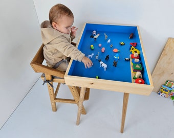 Jungian sand therapy | natural wood Montessori sandbox with lid and legs | made of wood | handmade | children&#39;s table | gift for children