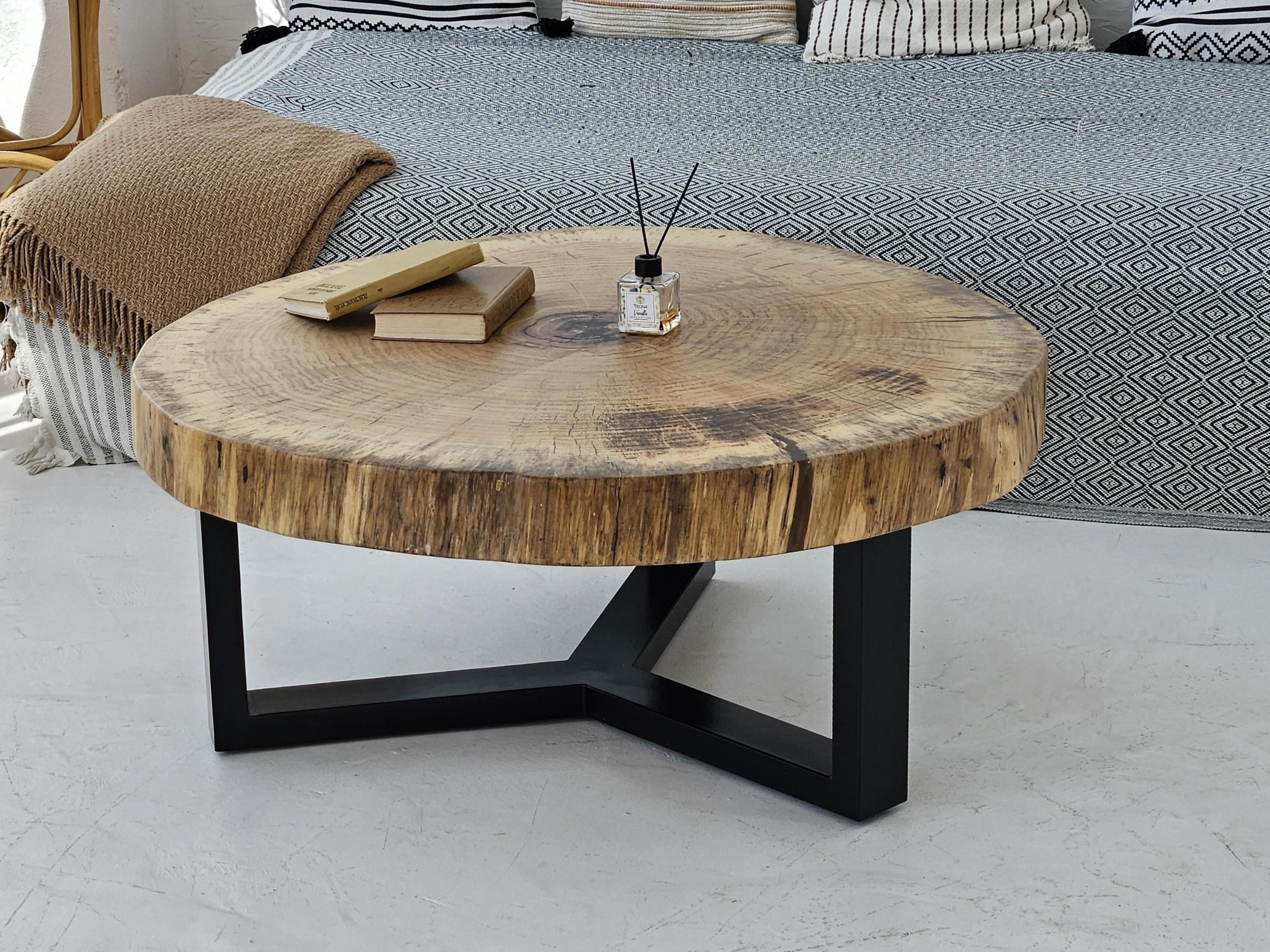 Natural Edge – Tavolino In Ceppo Di Cedro Con Base A Radice – Fatto A Mano – 35,5 X 48,3 Cm - 4