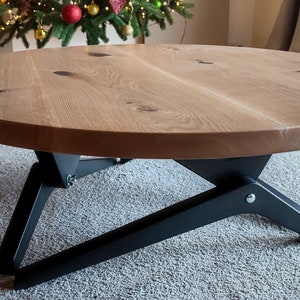 Round wooden 2-in-1 transformer coffee table with variable height | solid wood dining table | handcrafted oak table | oak coffee table