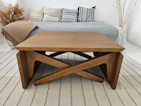Transformer Table 2 in 1 Table Coffee Table Dining Table Variable Height Extending Table Natural Wood Expandable Dining Table Etsy