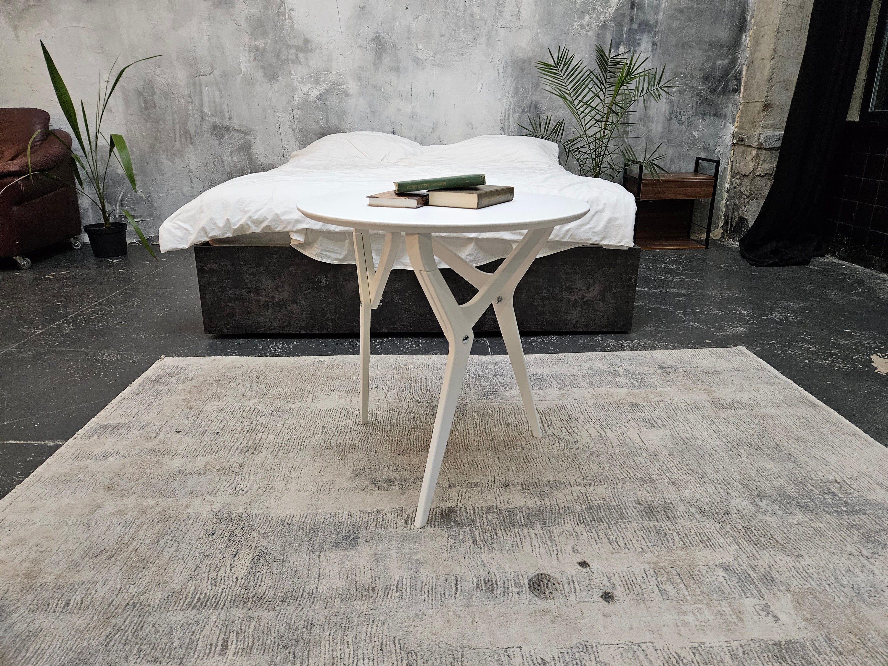 Transformer Round Wooden Coffee Table 2 in 1 White Coffee Table Narrow ...