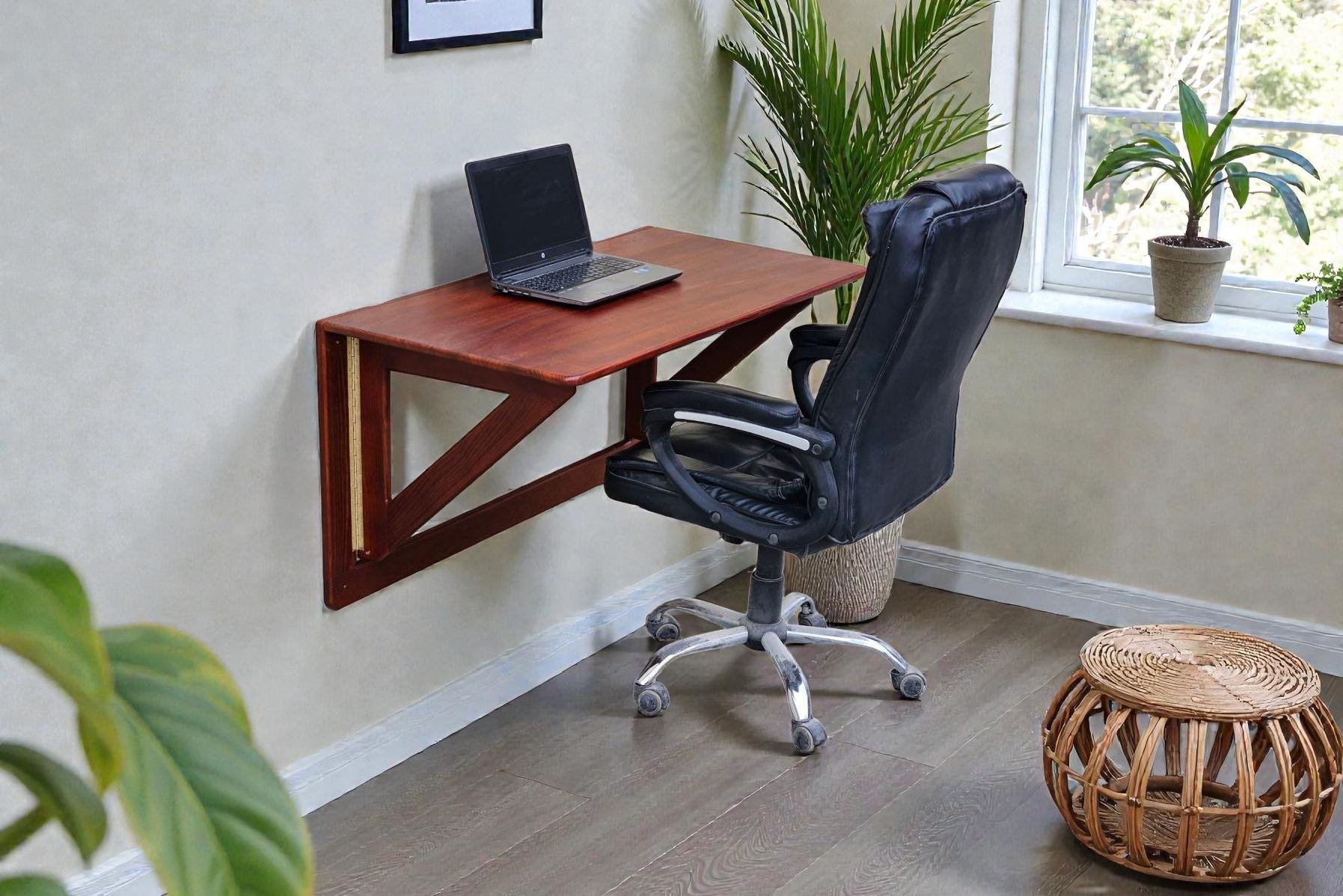 Wall Mounted Solid Wood Folding Desk Space Saving Drop Leaf Table ...