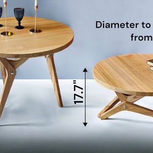 Round 2-in-1 dining table and coffee table, transformer made of wood | wooden coffee table | unique coffee table | lift top coffee table