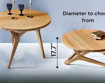 Round 2-in-1 dining table and coffee table, transformer made of wood | wooden coffee table | unique coffee table | lift top coffee table