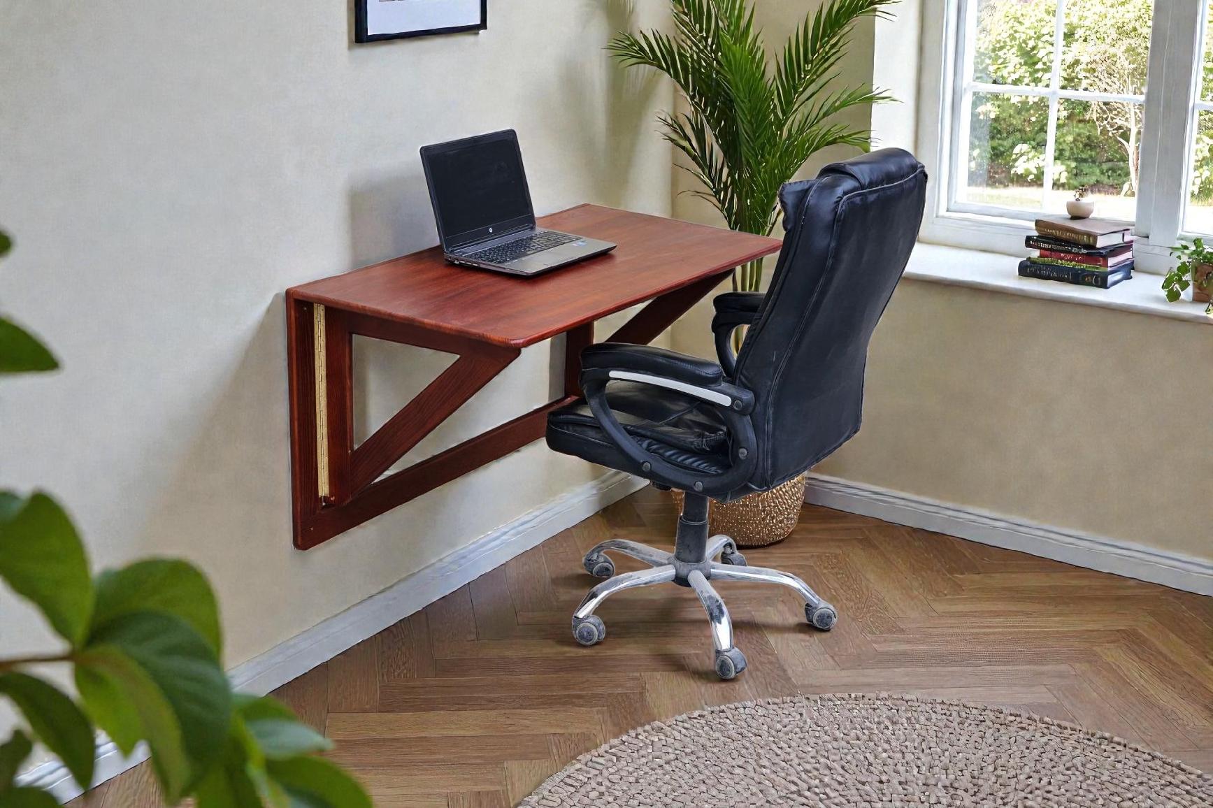Wall Mounted Solid Wood Folding Desk Space Saving Drop Leaf Table ...