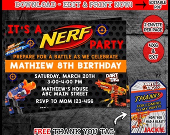Nerf War Invite Etsy