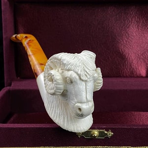 Hand Carved Ram Meerschaum Pipe, Hand-Carved Pipe, The Best Quality Meerschaum, Unsmoked Meerschaum, Goat Pipe