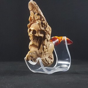 Meerschaum Skull Pipe, Carved Meerschaum Pipe, Hand Carved, The Best Block Meerschaum, Block Meerschaum Pipe