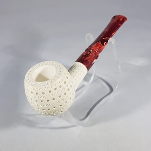 Straight Bowl Lattice, Classic Meerschaum Pipe, The Block Meerschaum, Hand Carved Meerschaum Pipe