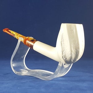 Swirled Billiard Meerschaum Pipe, Classic Meerschaum Pipe, Hand-Carved Classic Pipe, Turkish Meerschaum, Unsmoked Meerschaum, Tobacco Pipe