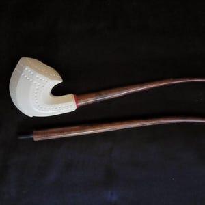 Meerschaum Churchwarden Pfeife mit zwei austauschbaren Stielen, handgeschnitzte getäfelte Meerschaum Churchwarden Pfeife