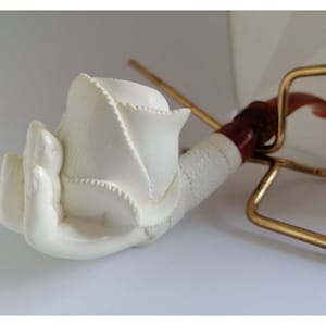 Rose Meerschaum Pipe, Rose Pipe, Turkish Meerschaum, Block Meerschaum, Bent Stem Pipe, Unsmoked Pipe