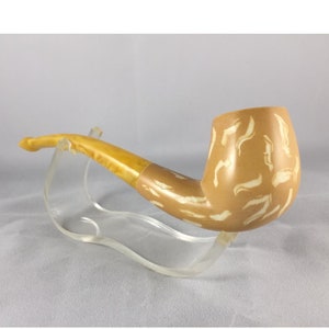 Calcined Yellow Egg Half Bent Stem Meerschaum Pipe, Block Meerschaum, Hand Carved Meerschaum Pipe, Turkish Meerschaum