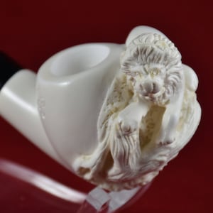 Hand Carved Lion Figure Pipe, Meerschaum Pipe, Block Meerschaum, Unsmoked Meerschaum, King of the Jungle