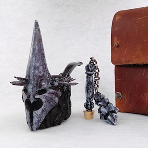 Hexenkönig Pfeife mit Stampfer, Hexenkönig von Angmar Pfeife, Acrylfuß, ungerauchte Pfeife, Nazgûl Pfeife, Halloween Pfeife