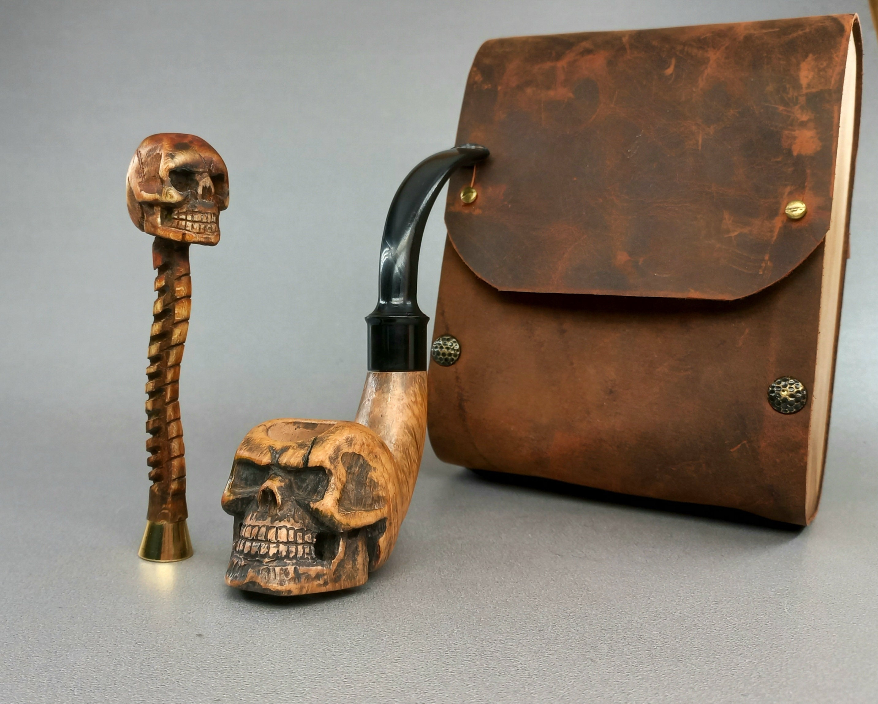 skull pipe in other collectible tobacco pipes The Collection - Meerschaum Vintage Hand Carved Briar Wood