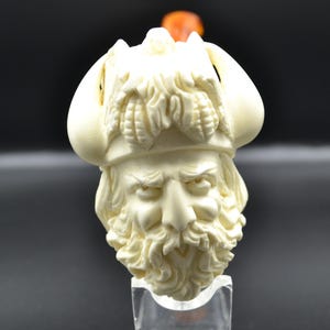 Tubo di schiuma di mare del guerriero vichingo, tubo di schiuma di mare a blocchi, tubo di schiuma di mare intagliato a mano, tubo di schiuma di mare a blocco solido al 100%