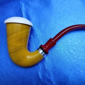 Large Lattice Calabash Pipe, Wood Calabash Pipe, Block Meerschaum, Wood Calabash Pipe, Lattice Bowl Pipe, Block Meerschaum