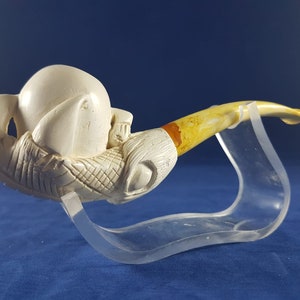 Smooth Eagle’s Claw Half Bent Stem Meerschaum Pipe, Unsmoked Pipe, Turkish Meerschaum