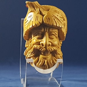 Pipa del Dio del Vino, Pipa Marrone con Finitura Cerata, Pipa di Meerschaum, Block Meerschaum, %100 Meerschaum Solido, Pipa di Bacco, Pipa di Dioniso