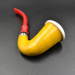 Lattice Calabash Meerschaum Pipe, Red Stem Calabash Wood, Block Meerschaum Bowl, Elegant Curved Pipe, Unsmoked Pipe