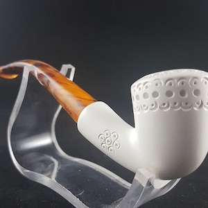 Classic Lattice Bent Meerschaum Pipe, The Block Meerschaum, Hand Carved Meerschaum Pipe, 100% Solid Block Meerschaum Pipe