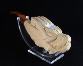 Dragon Meerschaum Pipe,  Meerschaum Pipe, Hand-Carved, Hand-Carved Pipe, The Best Quality Meerschaum, Unsmoked Meerschaum