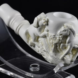 Horse and Dog Figures Meerschaum Pipe, Unsmoked Meerschaum, Block Meerschaum Horse Pipe
