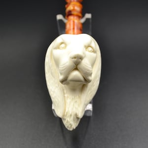 Pipa per cani da caccia, pipa intagliata a mano, schiuma di mare della migliore qualità, schiuma di mare non affumicata, schiuma di mare a blocchi