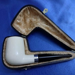 Large Bowl Smooth Pipe, 9mm Filter Pipe,  Meerschaum Pipe, Classic Pipe with Silver Fitting, Classical Pipe, Push Pull Stem Pipe