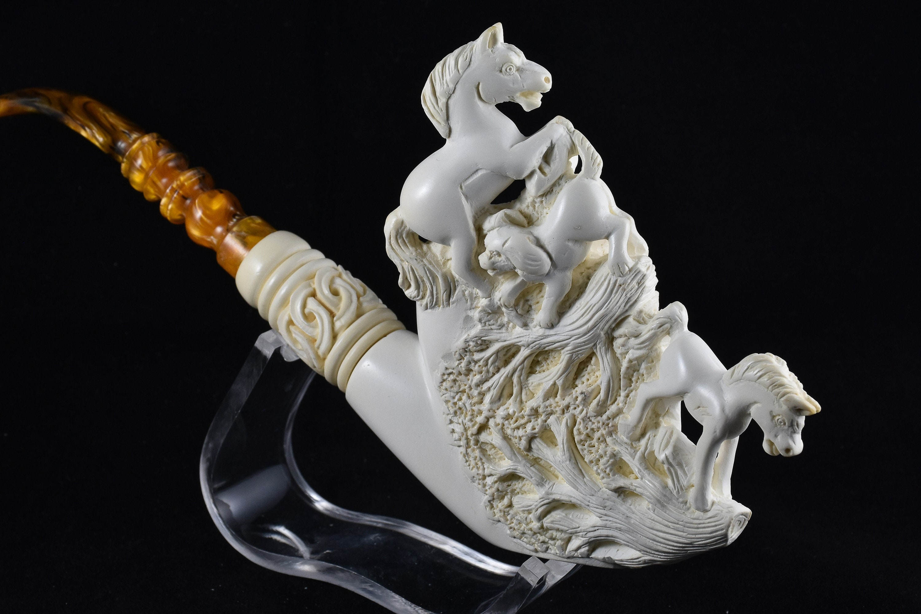 Meerschaum Pfeife Pferd, ungeraucht Meerschaum Kunstwerk, Block Meerschaum Pfeife, türkisches Meerschaum