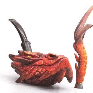 Personalisierte Dragon Briar Pfeife mit Stampfer und seiner speziellen Tasche, Acrylstamm, Dracarys Pfeife, gravieren Sie Ihren Namen mit dem Khuzdul Alphabet
