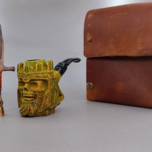 King Briar Pfeife, mit Filter oder ohne Filter, Pfeife mit Spezialtasche, Klassische Briar Pfeife, Acryl Pfeife, MADE TO ORDER, Halloween Pfeife