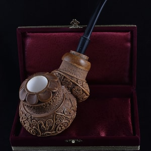 Vintage Brown Block Meerschaum Pipe, Embossed Floral Classic Pipe, Block Meerschaum, Unsmoked Meerschaum, Antique Meerschaum