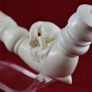 Hand Carved Dog Meerschaum Cigarette Holder, 100% Solid Block Meerschaum Pipe, Turkish Meerschaum