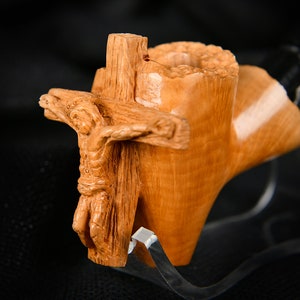 Jesus Pfeife, klassische Briar Pfeife, Acrylpfeife, 9 mm Pfeife, religiöse Pfeife, handgeschnitztes Briar Holz, ungerauchte Pfeife, Jesus Christus