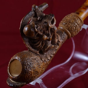 Pipa con teschio di schiuma di mare, pipa di schiuma di mare a blocchi, figura di teschio schiuma di mare, schiuma di mare turca