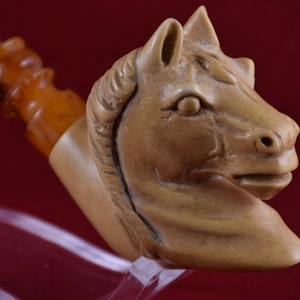 Meerschaum Pipe Horse, Hand-Carved Meerschaum Pipe, The Best Quality Meerschaum, Unsmoked Meerschaum, Block Meerschaum Horse Pipe