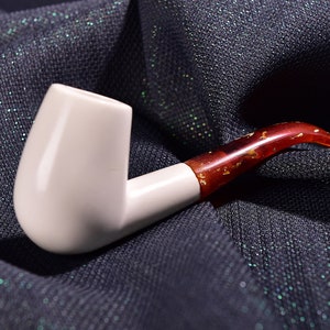 Smooth LARGE BOWL Pipe, Half Bent Stem Meerschaum Pipe, Block Meerschaum Pfeife, Turkish Meerschaum, Classical Meerschaum