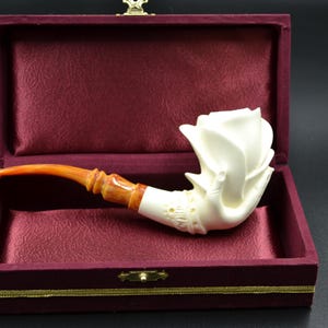 Rose Meerschaum Pipe, Hand Shaped Meerschaum Pipe, Unique Artisan Craft with Rose Design, Block Meerschaum, Turkish Meerschaum