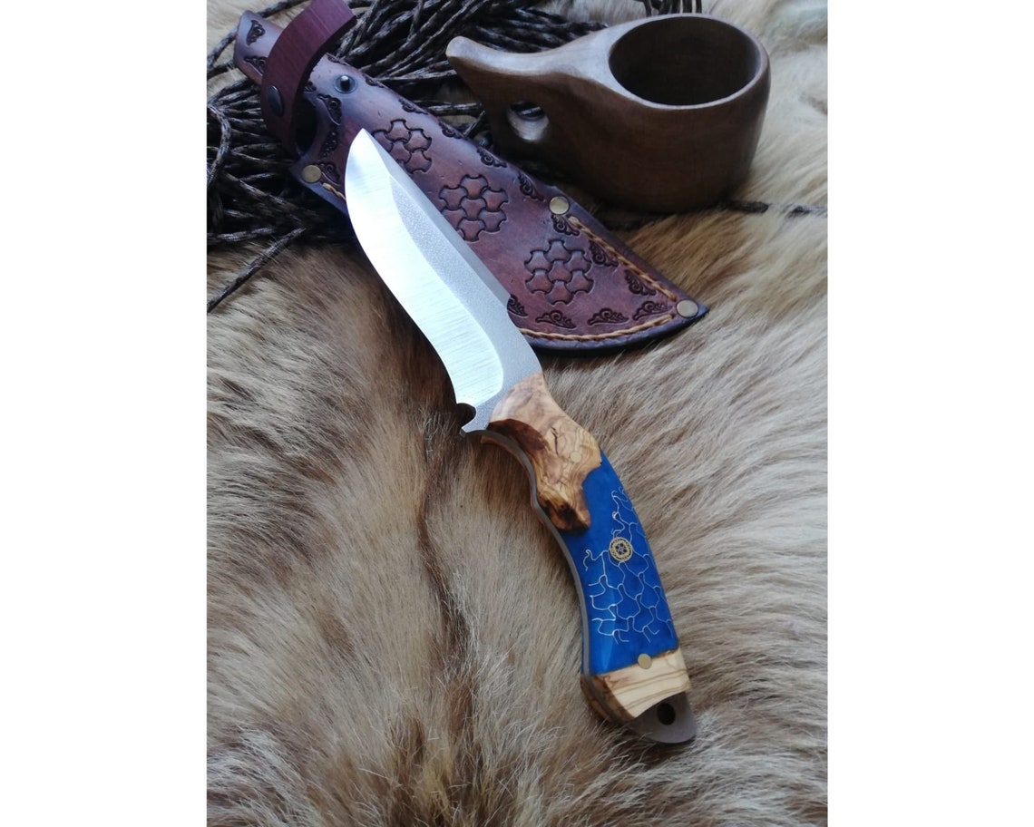 Personalized Handmade Knife Epoxy and Padauk Wood Handle Half Etsy