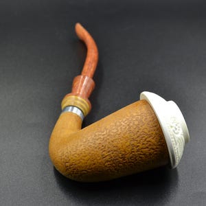 Large Lattice Calabash Pipe, Freehand Wood Calabash Pipe, Block Meerschaum, Wood Calabash Pipe, Lattice Bowl Pipe, Block Meerschaum