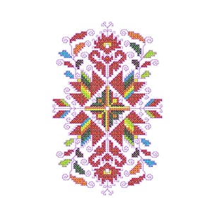 Diseño de punto de cruz bordado a máquina Patrón étnico popular.