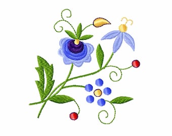 Flowers Machine Embroidery design. Set folk embroidery patterns.